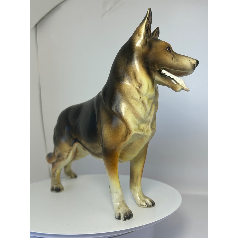 Vintage Ceramic German Shepherd Dog Figurine Made in Japan Hand Painted Repaired - Picture 11 of 16